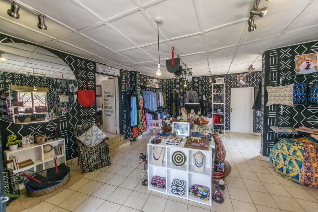 Youth wearing modern Rwandan streetwear with African pattern in Kigali